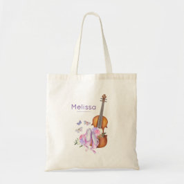 Bolso De Tela Violín, zapatos de ballet, flores y mariposas
