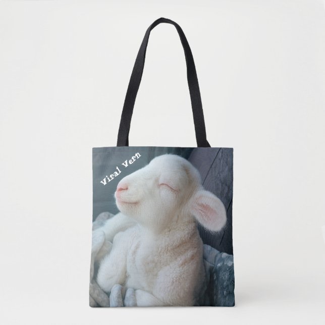 Bolso De Tela Viral Vern White Lamb Durable Tote Bag (Anverso)