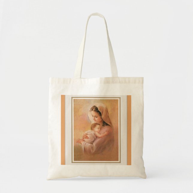 Bolso De Tela Virgen Madonna Maria con el niño Jesús de Cristo (Frente)