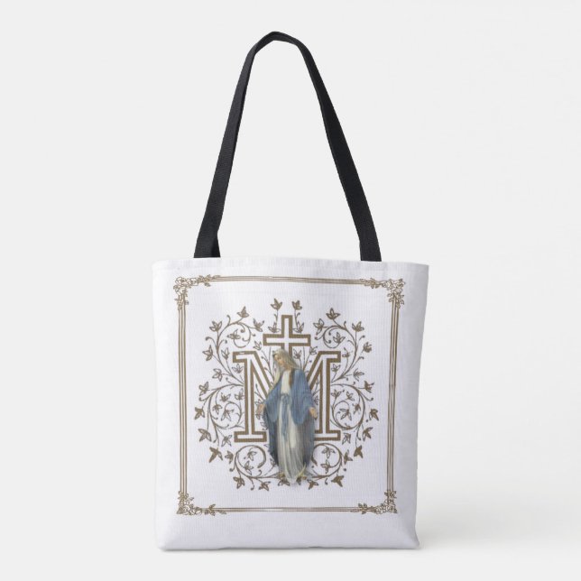 Bolso De Tela Virgen María Ave María en latín (Reverso)