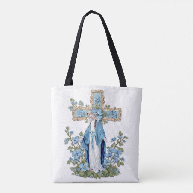 Bolso De Tela Virgen María Ave María en Latín (Reverso)