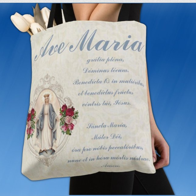 Bolso De Tela Virgen María Ave María en Latín (Subido por el creador)