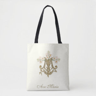 Bolso De Tela Virgen religiosa María Cruz Maria Ave Tote María 