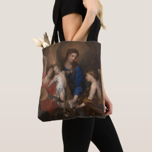 Bolso De Tela Virgen y niño con la música que hace ángeles