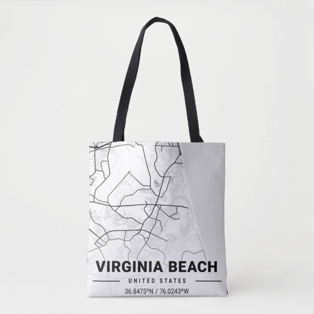 Bolso De Tela Virginia Beach Virginia USA Travel City Map (Anverso)