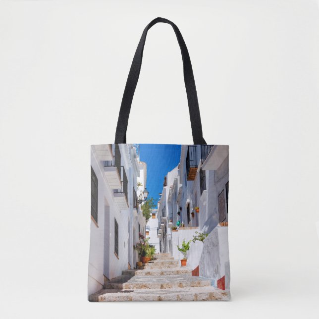 Bolso De Tela Vista aérea de la ciudad blanca de Frigiliana en l (Anverso)