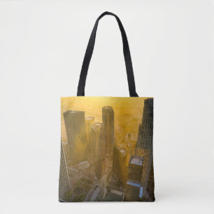 BOLSO DE TELA VISTA AÉREA DE LOS EDIFICIOS DE LA CIUDAD DURANTE 