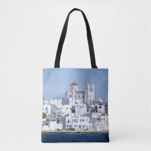 Bolso De Tela Vista de la isla de Naoussa Village Paros