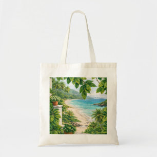 Bolso De Tela Vista de playa tropical en las Islas Keeling