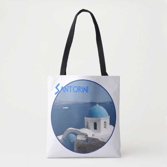 Bolso De Tela Vista del puerto de Santorini (Anverso)