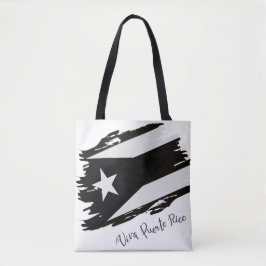 Bolso De Tela Viva Puerto Rico Bandera blanca y negra