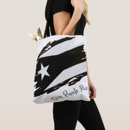 Bolso De Tela Viva Puerto Rico Bandera blanca y negra