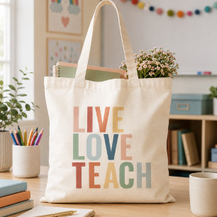 Bolso De Tela Vive Ama Enseña Arcoíris Apreciación a los Maestro