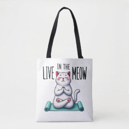 Bolso De Tela "Vive en el Meow" Gracioso Gato Lover