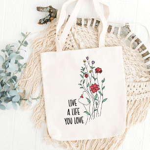 Bolso De Tela Vive Una Vida Que Amas La Cita Floral Self Love