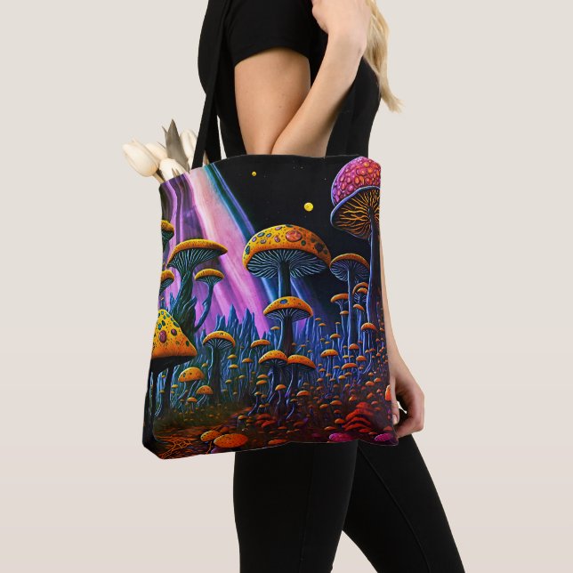 Bolso De Tela Vivid Fantasy Mushroom Planet (Detalle)