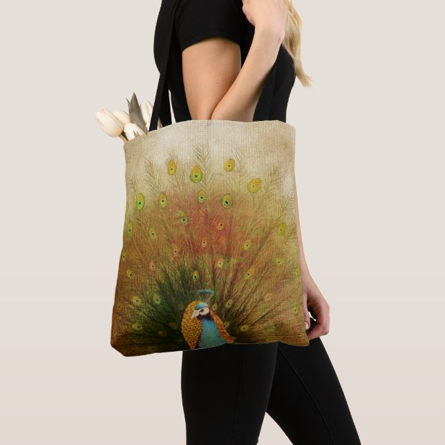 Bolso De Tela Vivid Peacock Fan (Detalle)