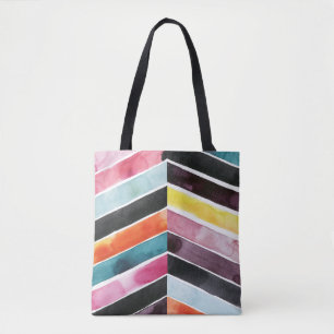 Bolso De Tela Vivid Watercolor Chevron I