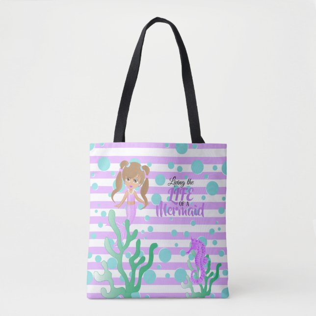Bolso De Tela Viviendo la vida de una sirena - Lavanda (Anverso)
