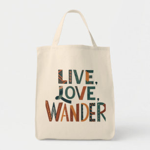 Bolso De Tela Vivir, amar, Wander - Adventure Awath Grocery Tote