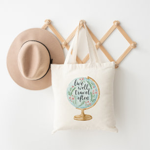 Bolso De Tela Vivir bien, viajar a menudo