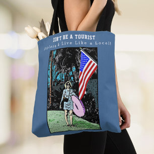 Bolso De Tela Vivir como un viaje retro local