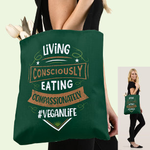 Bolso De Tela Vivir Conscientemente comiendo compasivamente vega