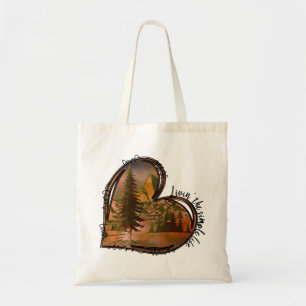 Bolso De Tela Vivir La Vida Sencilla Naturaleza Cardíaca