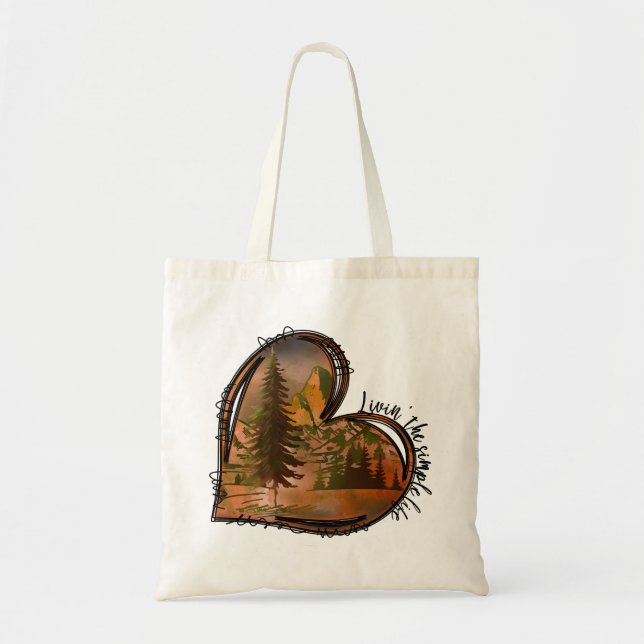Bolso De Tela Vivir La Vida Sencilla Naturaleza Cardíaca (Frente)