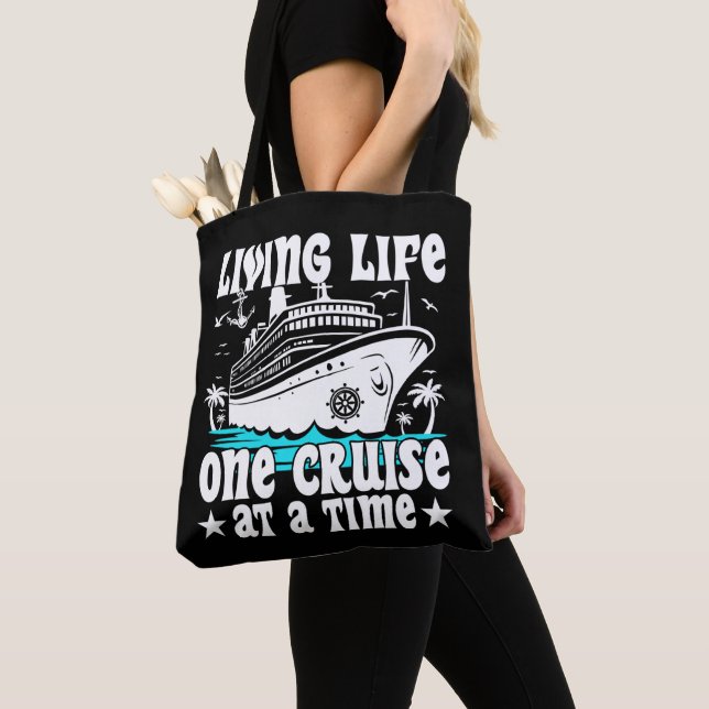 Bolso De Tela Vivir La Vida Un Cruise A La Vez Cruceros Familiar (Detalle)