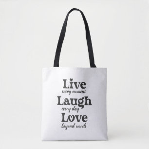 Bolso De Tela vivir, reír, amar - tres hermosas palabras