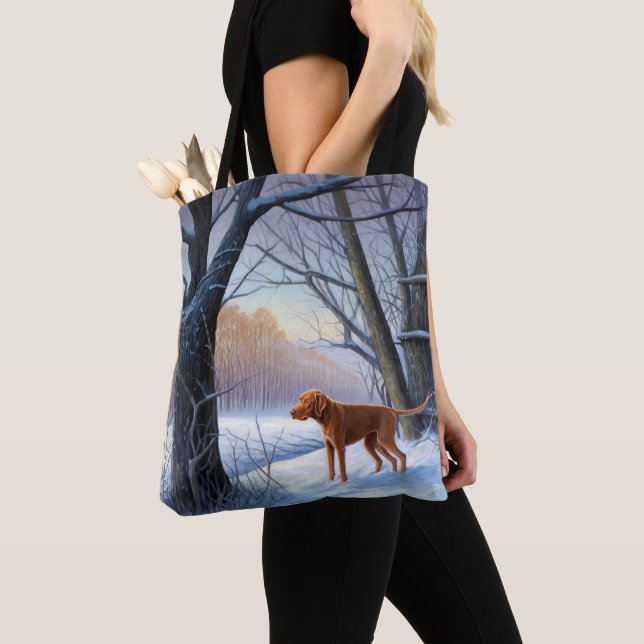 Bolso De Tela Vizla Deja que nieve Navidad (Detalle)