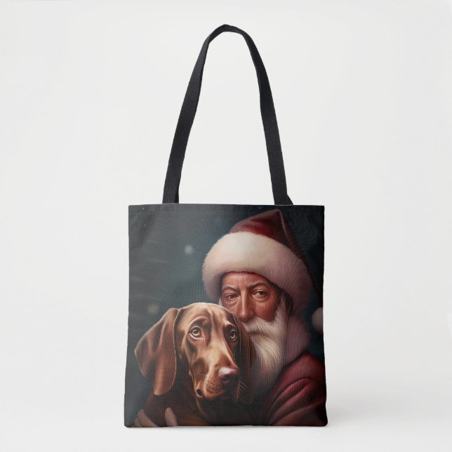 Bolso De Tela Vizsla con Navidades festivos de Santa Claus (Anverso)