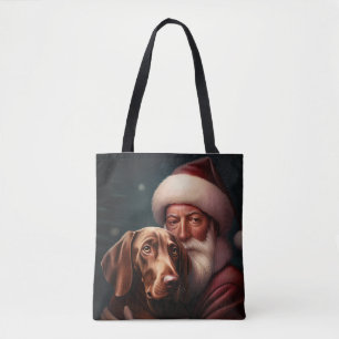 Bolso De Tela Vizsla con Santa Claus Navideño Festivo