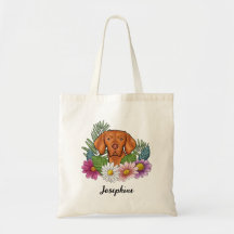 Vizsla Húngaro Con Flores Coloridas Y Nombre