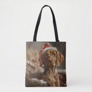 Bolso De Tela Vizsla Perro Festivo de Navidad