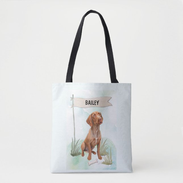 Bolso De Tela Vizsla Watercolor Personalized Dog (Anverso)
