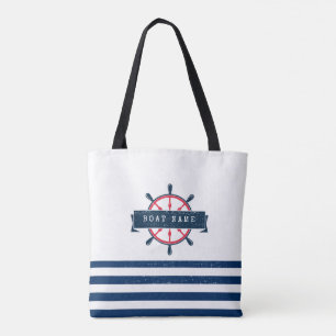 Bolso De Tela Volante de Barco Náutico, Rayas Azul Marino