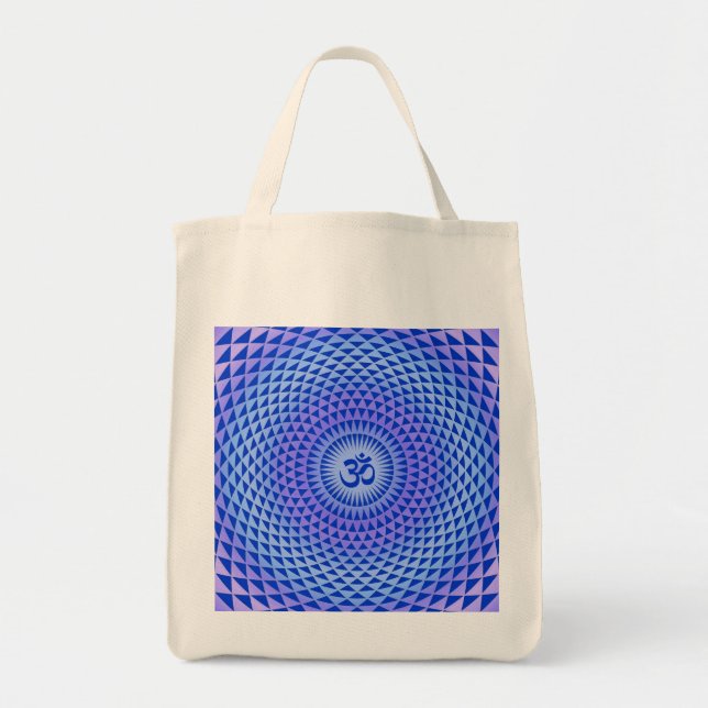 Bolso De Tela Volante de meditación de flores morado de Lotus OM (Frente)
