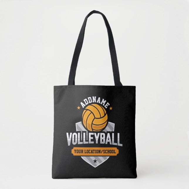 Bolso De Tela Voleibol ADD TEXTO Escuela Varsity Team Player (Anverso)
