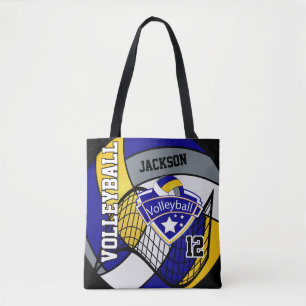 Bolso De Tela Voleibol azul, amarillo y gris