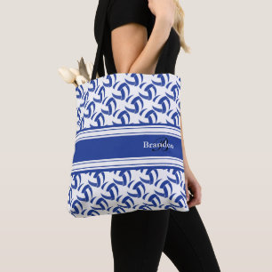 Bolso De Tela Voleibol azul oscuro y blanco Personalizar