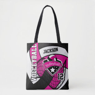 Bolso De Tela Voleibol blanco, negro y caliente
