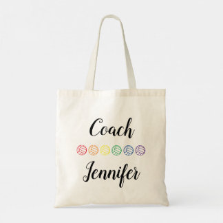 Bolso De Tela Voleibol de arco iris de entrenador personalizado
