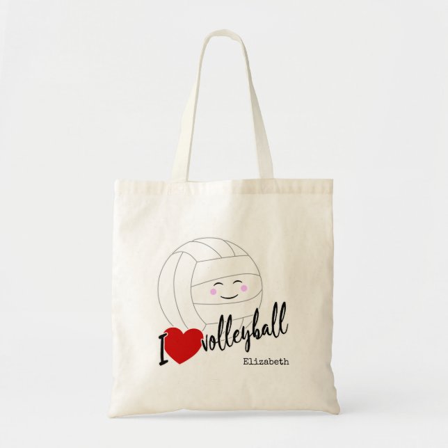 Bolso De Tela Voleibol de corazón feliz chica kawaii (Frente)