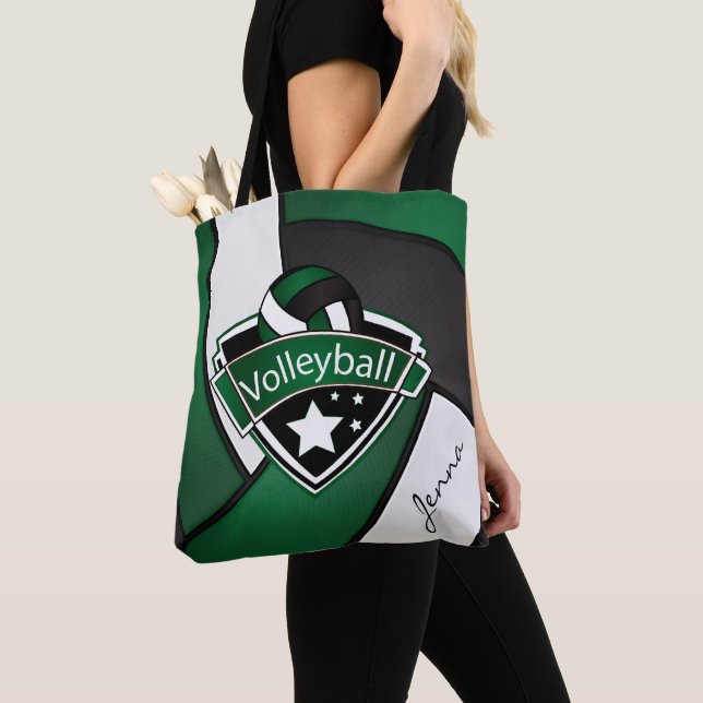Bolso De Tela Voleibol deportivo | DIY Text - Dark Green (Detalle)