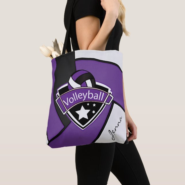 Bolso De Tela Voleibol deportivo | DIY Text - Purple (Detalle)
