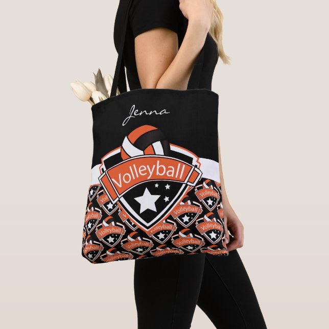 Bolso De Tela Voleibol deportivo naranja | DIY Textos (Detalle)