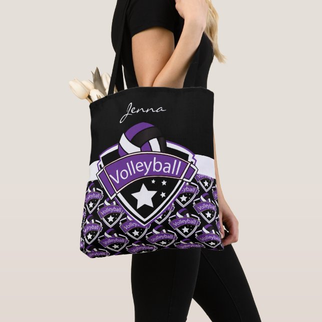 Bolso De Tela Voleibol Deportivo Púrpura | DIY Textos (Detalle)