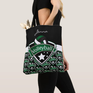 Bolso De Tela Voleibol deportivo verde oscuro  Texto DIY